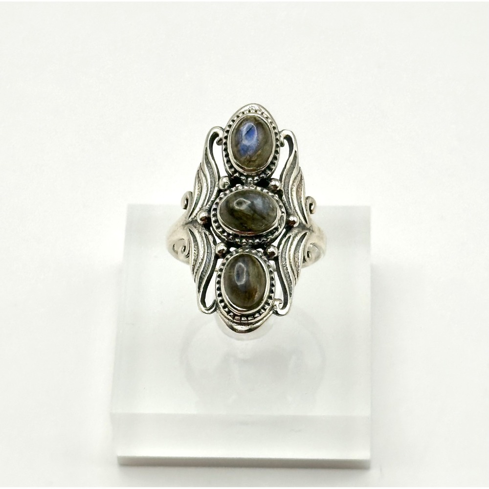 Labradorite Sterling Silver Handmade Statement Ring Size‎ 9.5